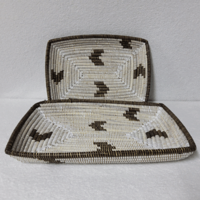 CORBEILLE DE FRUITS blanc_marron Set de 2 Corbeilles à Fruits Tressées