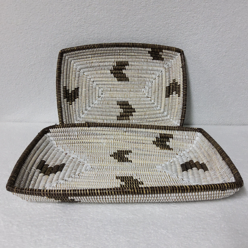 CORBEILLE DE FRUITS blanc_marron Set de 2 Corbeilles à Fruits Tressées