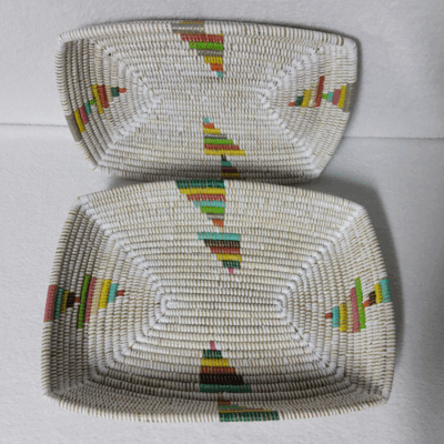 CORBEILLE DE FRUITS blanc_multicolore Set de 2 Corbeilles à Fruits Tressées