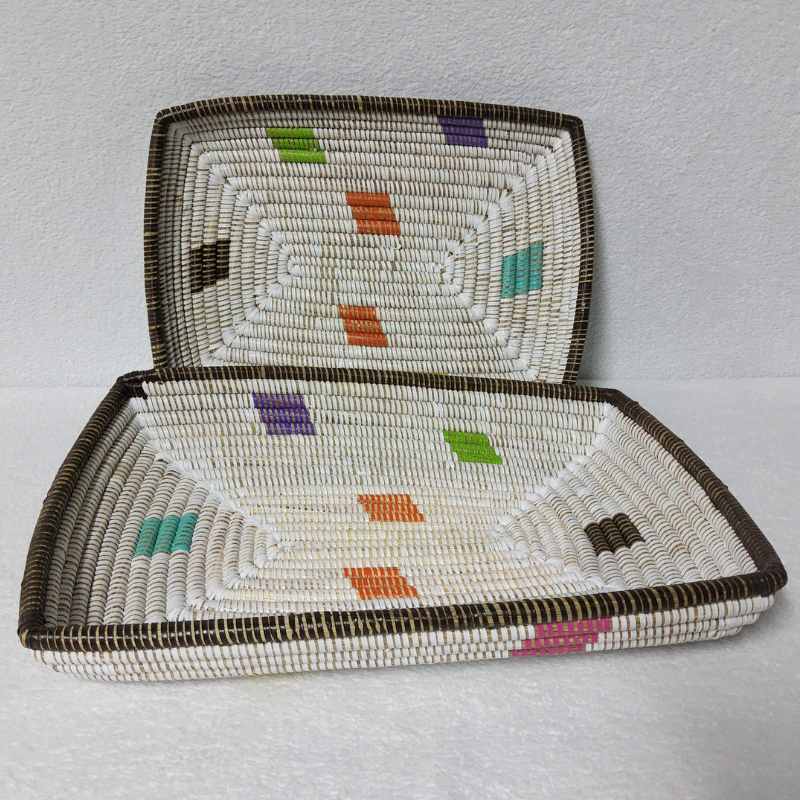 CORBEILLE DE FRUITS blanc_multicolore M Set de 2 Corbeilles à Fruits Tressées