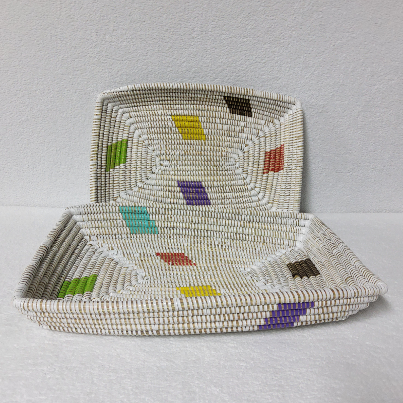 CORBEILLE DE FRUITS blanc_multicolore bis (2) Set de 2 Corbeilles à Fruits Tressées