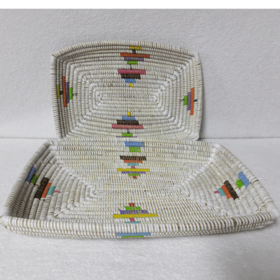 CORBEILLE DE FRUITS blanc_multicolore bis Set de 2 Corbeilles à Fruits Tressées