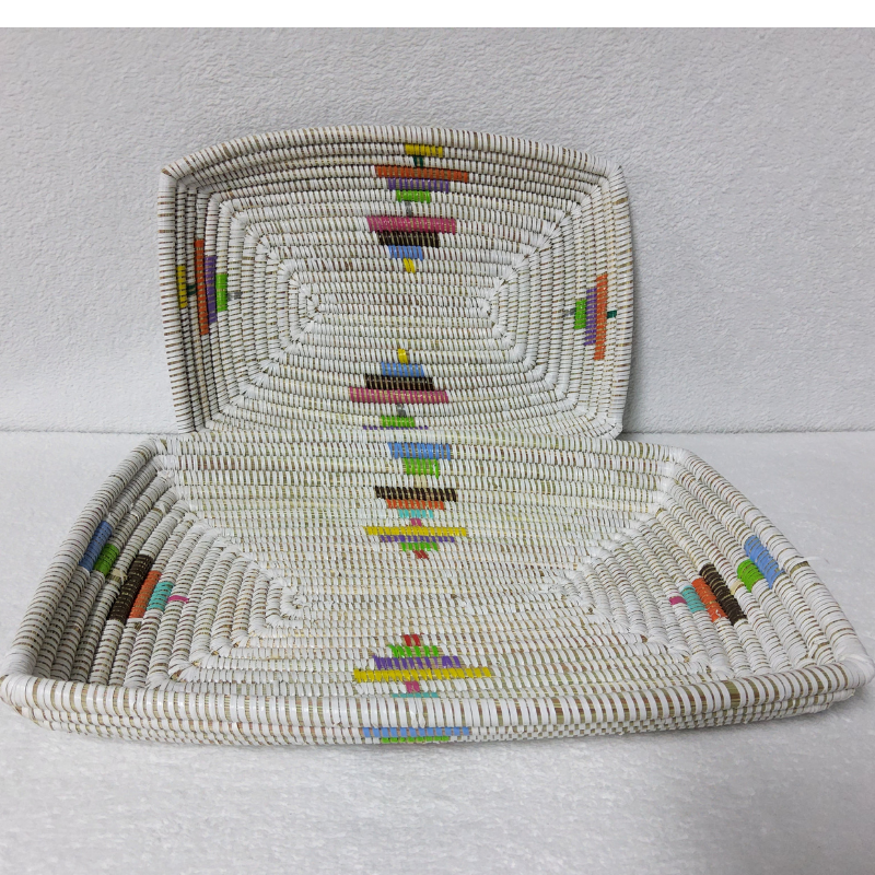 CORBEILLE DE FRUITS blanc_multicolore bis Set de 2 Corbeilles à Fruits Tressées