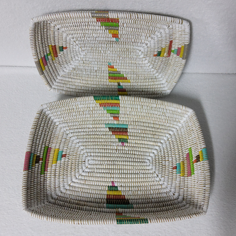 CORBEILLE DE FRUITS blanc_multicolore Set de 2 Corbeilles à Fruits Tressées