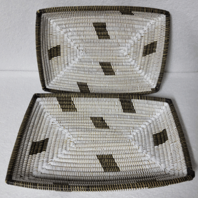 CORBEILLE DE FRUITS blanc_noir Set de 2 Corbeilles à Fruits Tressées