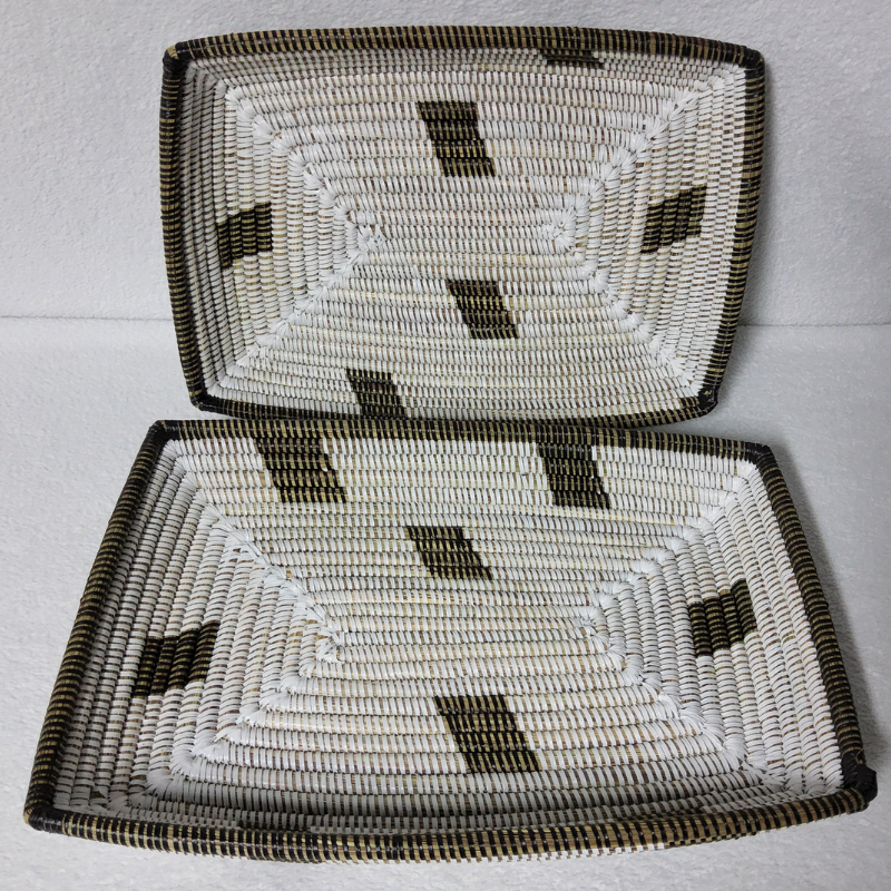 CORBEILLE DE FRUITS blanc_noir Set de 2 Corbeilles à Fruits Tressées