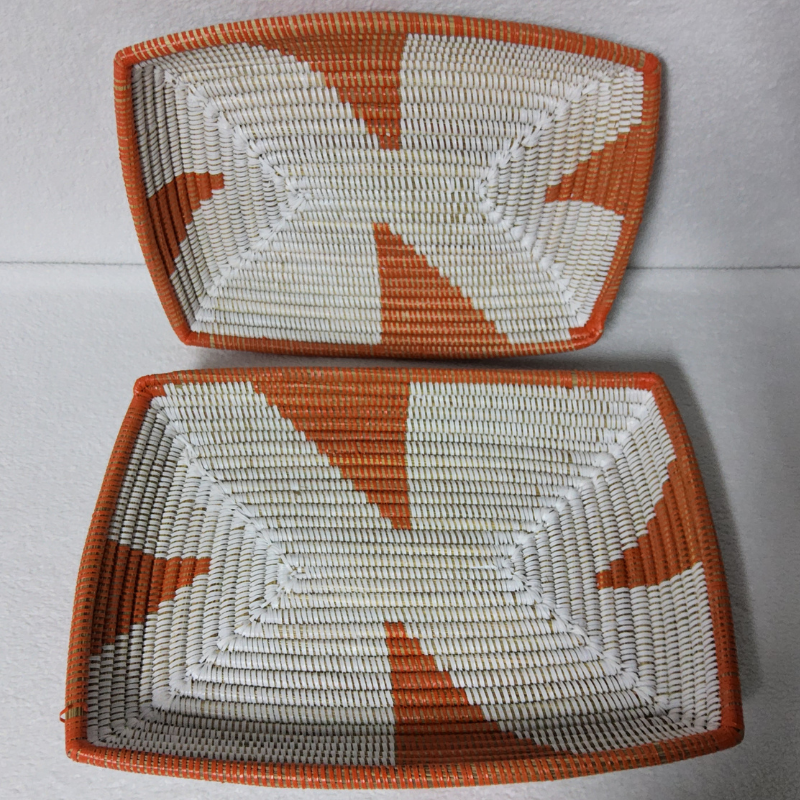 CORBEILLE DE FRUITS blanc_orange Set de 2 Corbeilles à Fruits Tressées