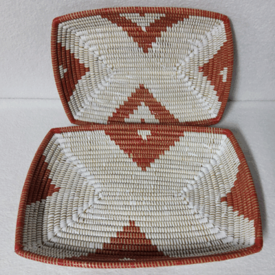 CORBEILLE DE FRUITS blanc_rouge bis Set de 2 Corbeilles à Fruits Tressées