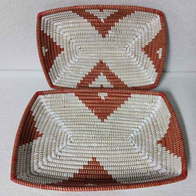 CORBEILLE DE FRUITS blanc_rouge bis Set de 2 Corbeilles à Fruits Tressées