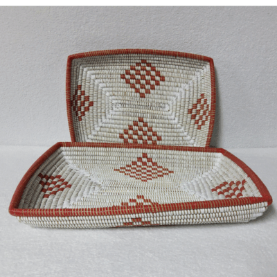 CORBEILLE DE FRUITS blanc_rouge carrelée Set de 2 Corbeilles à Fruits Tressées