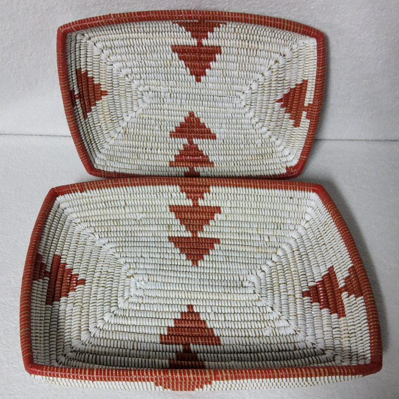 CORBEILLE DE FRUITS blanc_rouge Set de 2 Corbeilles à Fruits Tressées