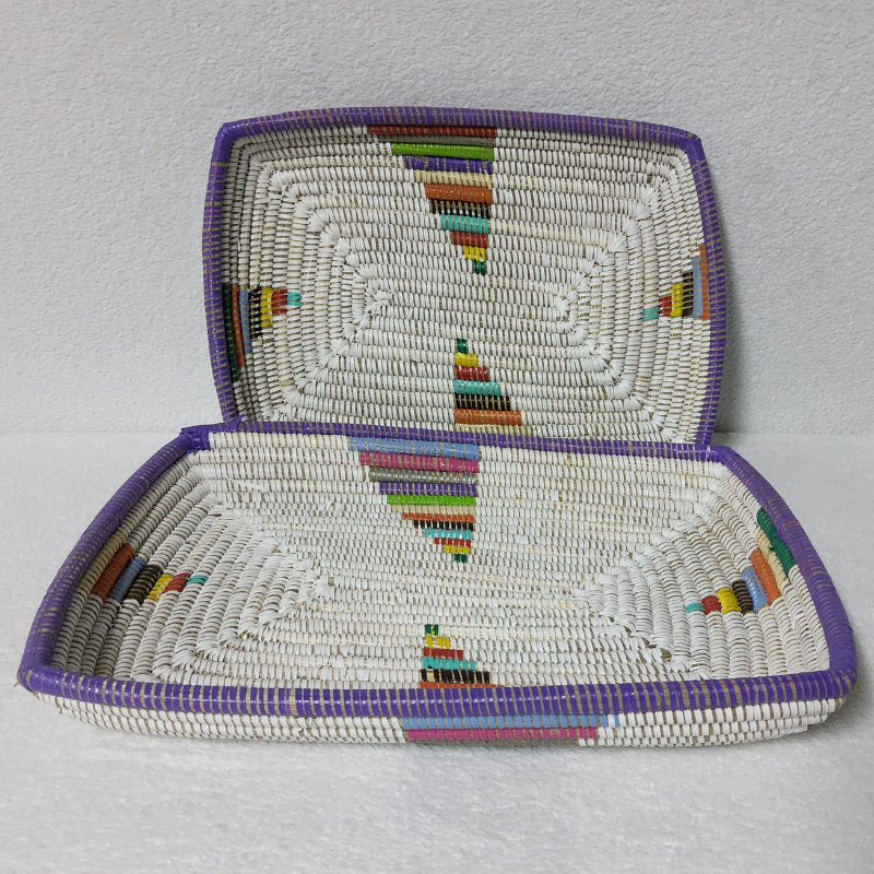 CORBEILLE DE FRUITS blanc_triangles multi Set de 2 Corbeilles à Fruits Tressées