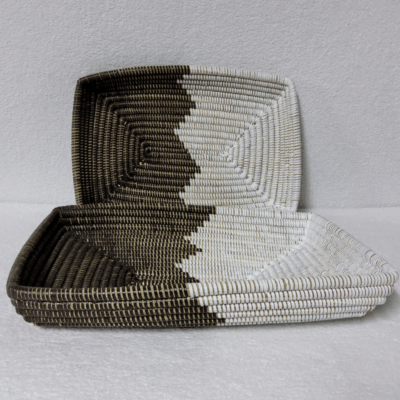 CORBEILLE DE FRUITS marron_blanc moitié moitié Set de 2 Corbeilles à Fruits Tressées