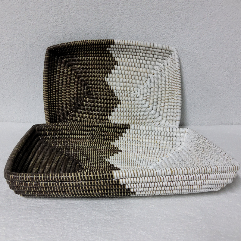 CORBEILLE DE FRUITS marron_blanc moitié moitié Set de 2 Corbeilles à Fruits Tressées