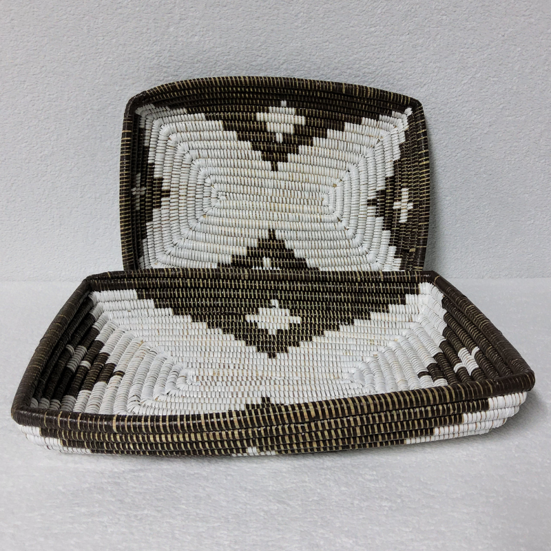 CORBEILLE DEFRUITS marron_blanc papillon Set de 2 Corbeilles à Fruits Tressées