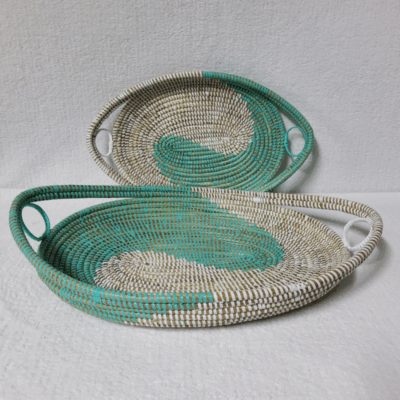 GAL Yin Yang blanc_turquoise Set de 2 Plateaux Tissés « GAL »