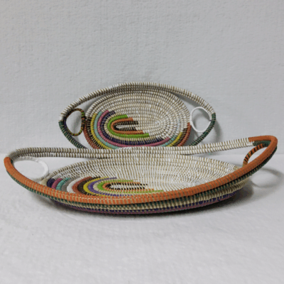 GAL blanc_mi multi Set de 2 Plateaux Tissés « GAL »