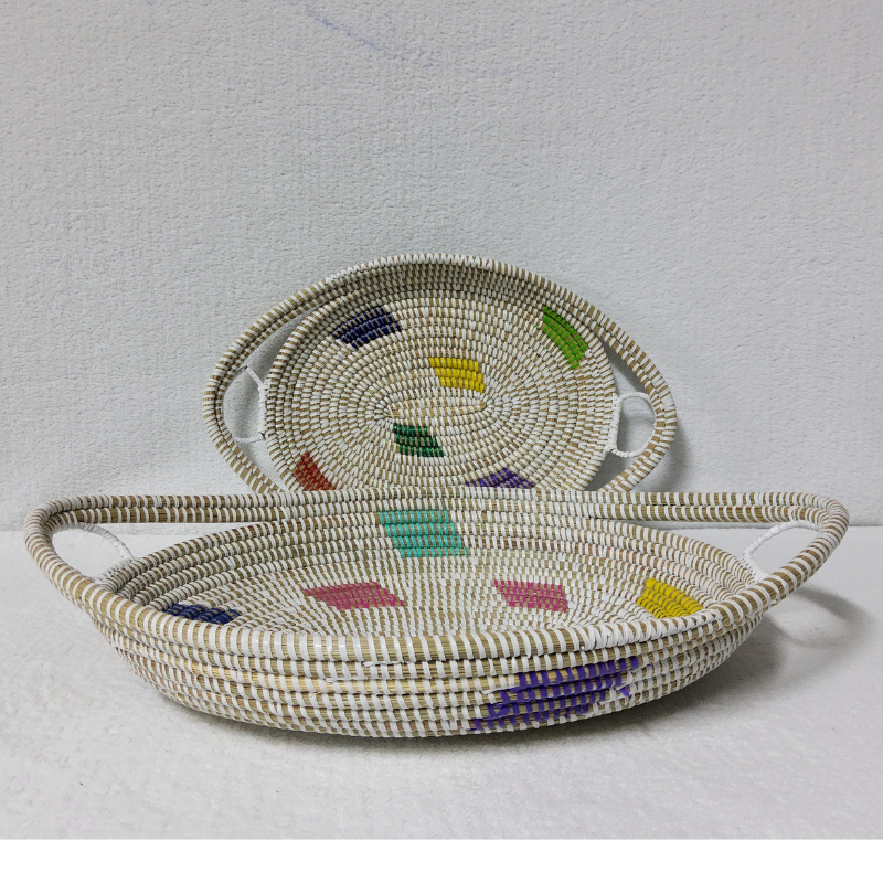 GAL blanc_multi Set de 2 Plateaux Tissés « GAL »