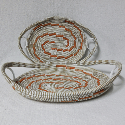 GAL blanc_spirale orange Set de 2 Plateaux Tissés « GAL »