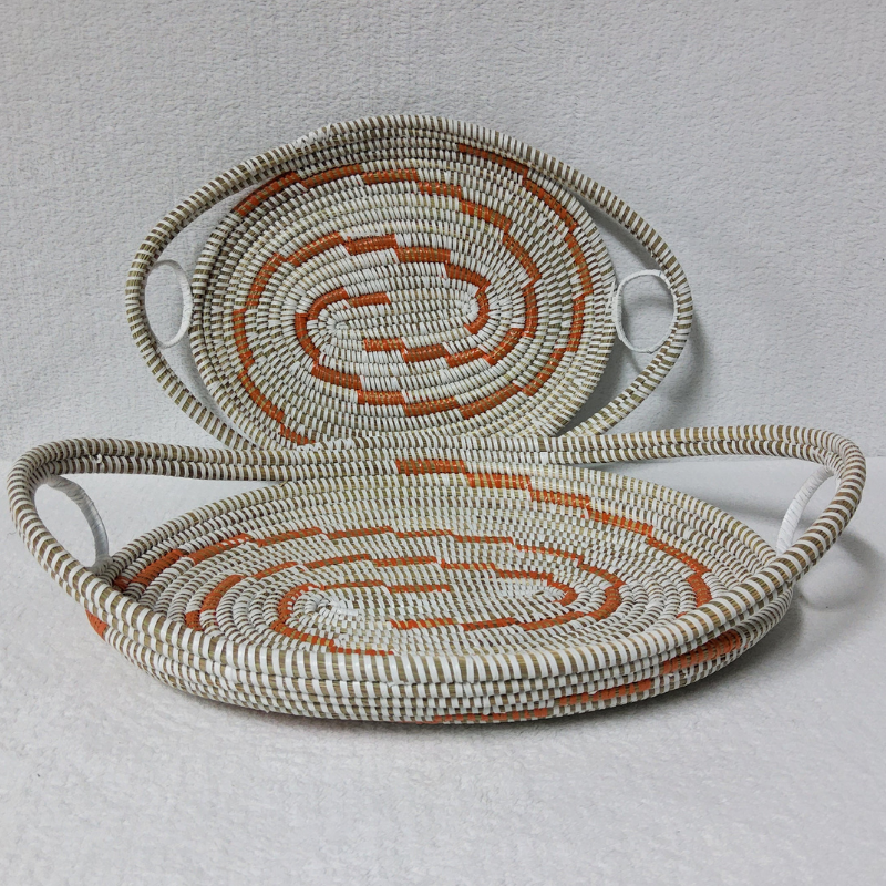 GAL blanc_spirale orange Set de 2 Plateaux Tissés « GAL »