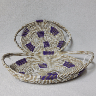 GAL blanc_violet Set de 2 Plateaux Tissés « GAL »