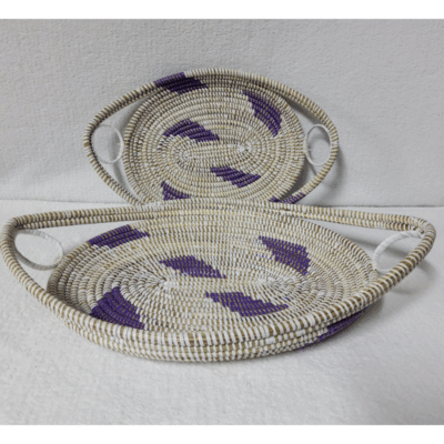 GAL blanc_violet bis Set de 2 Plateaux Tissés « GAL »