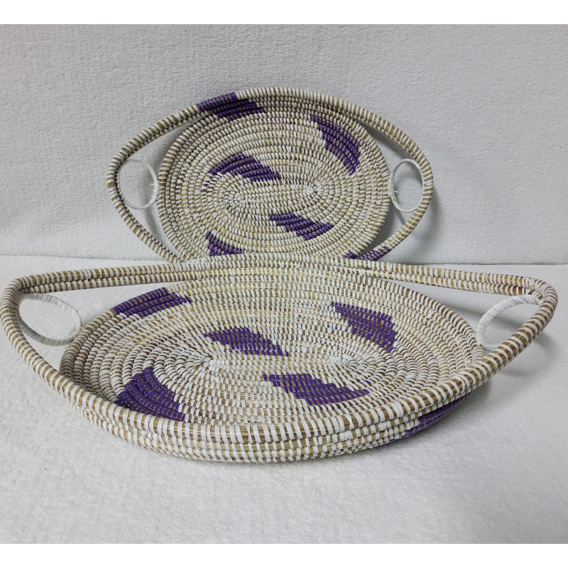 GAL blanc_violet bis Set de 2 Plateaux Tissés « GAL »