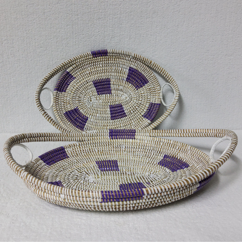 GAL blanc_violet Set de 2 Plateaux Tissés « GAL »