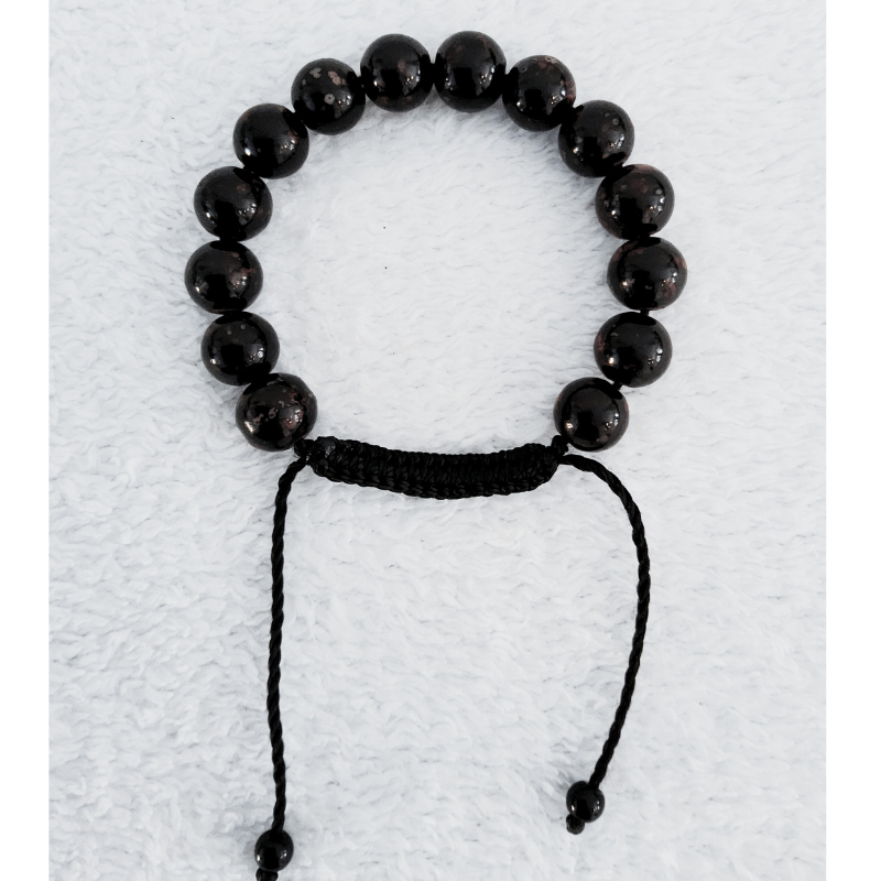 Noir Unique Bracelet de Perles Naturelles Polies