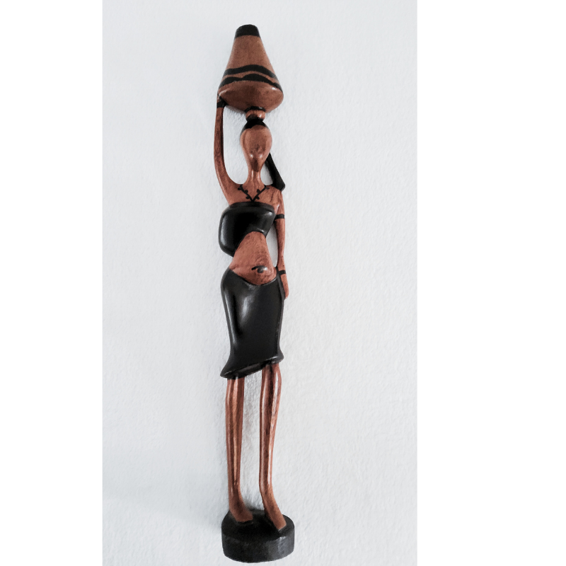 Sculpture en Bois 55 cm - « Porteuse de Lait »