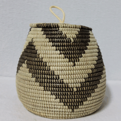 TAKH beige_marron Panier « Takh » – Petit Panier Tissé avec Couvercle Ø 19 cm • H 27 cm