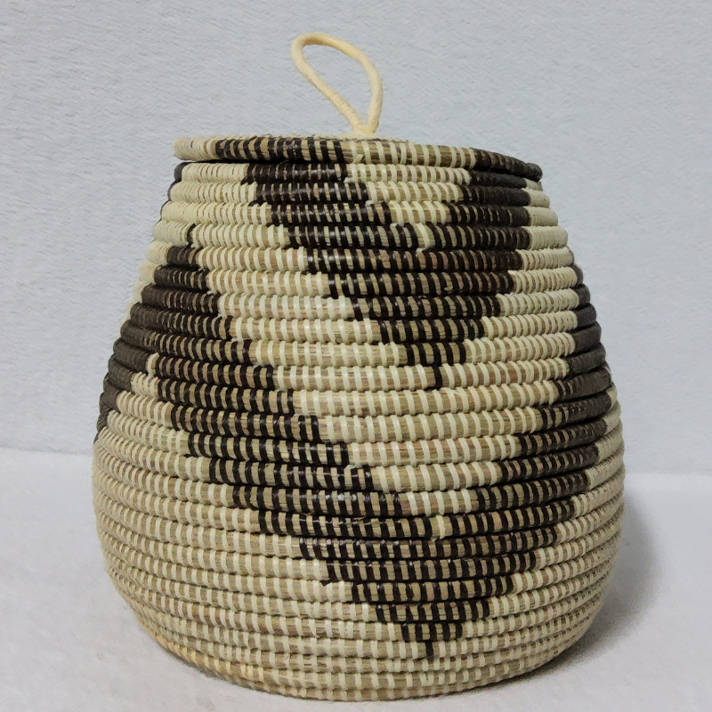 TAKH beige_marron Panier « Takh » – Petit Panier Tissé avec Couvercle Ø 19 cm • H 27 cm